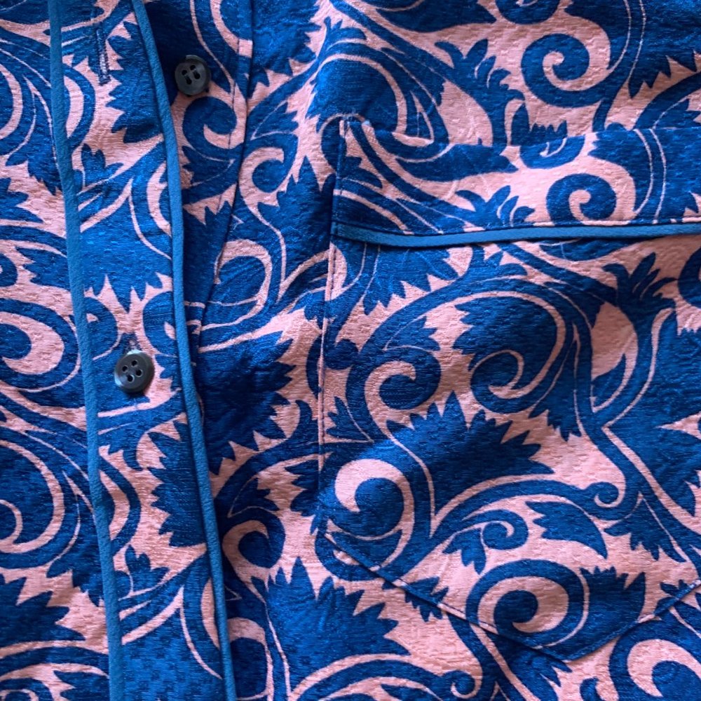 NWT Marc by Marc Jacobs Women 100% Silk Blouse Sz 2 Apricot Rose Blue Me… - Picture 3 of 3
